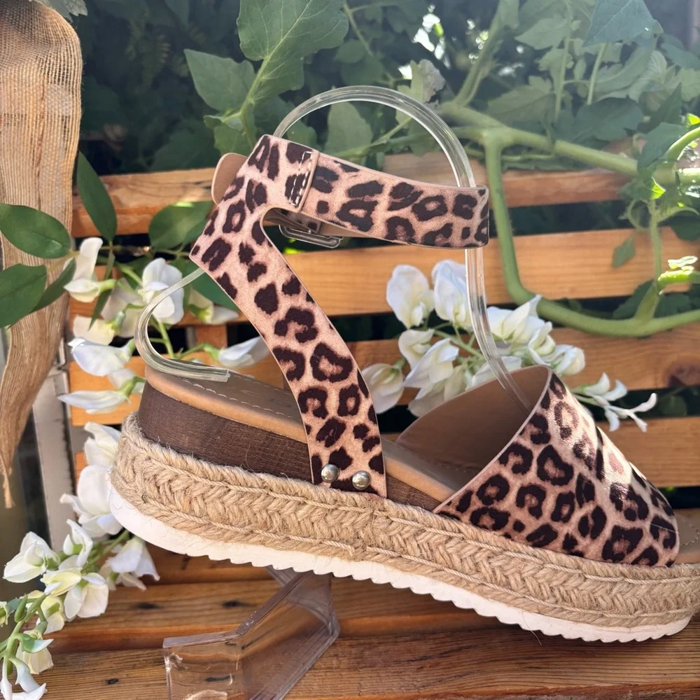 Soda Leopard Print‎ Espadrille Sandals